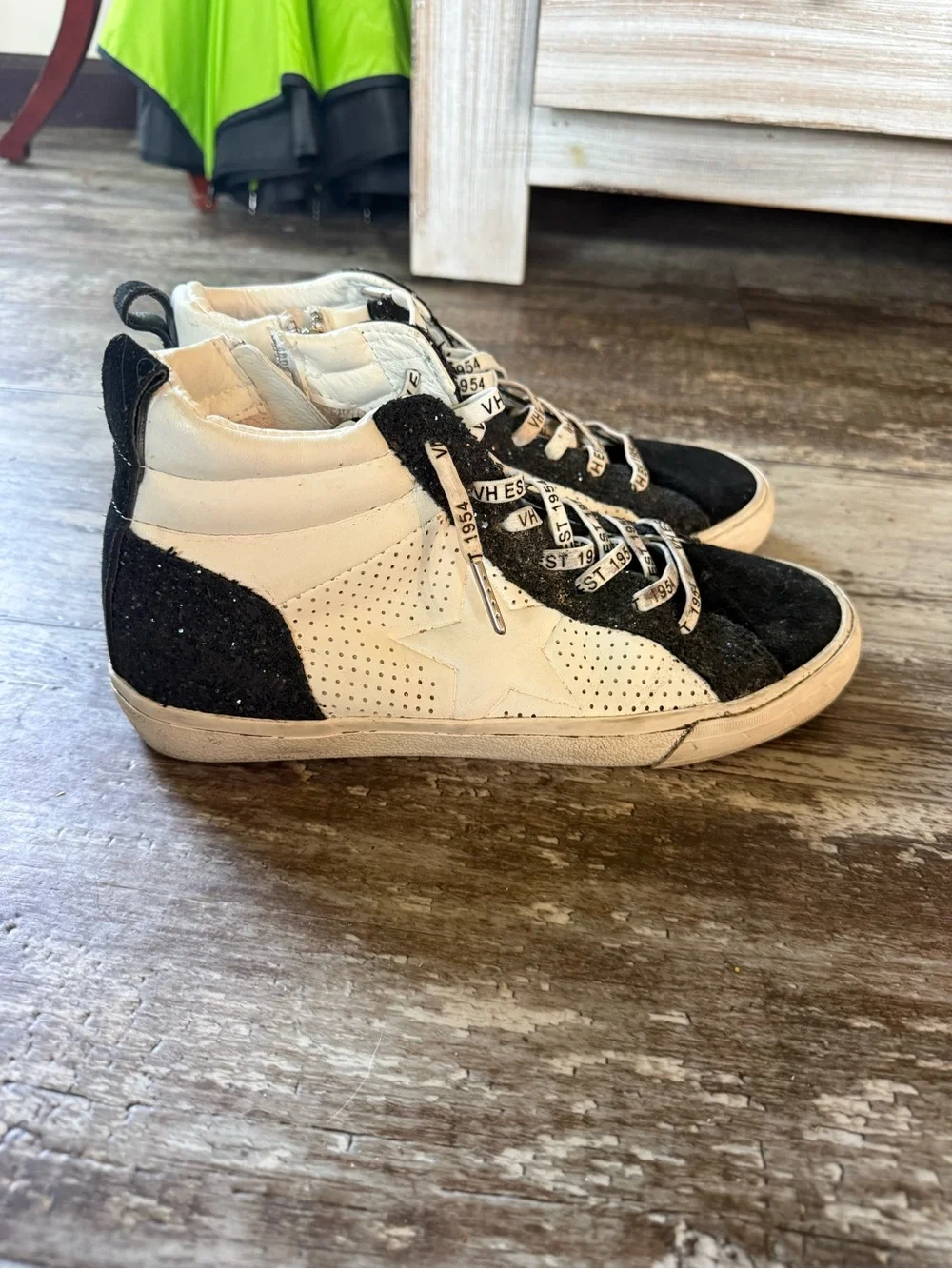Vintage Havana Black Glitter High Top Lester Fashion Sneakers